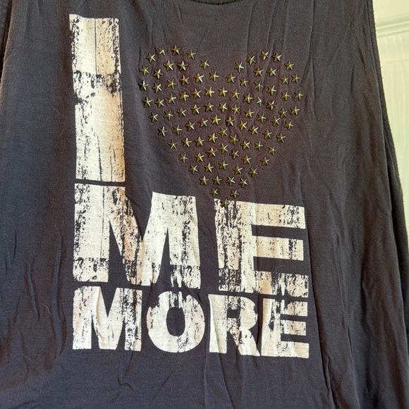 Garage Gray “I <3 Me More” Tank Top with Side Tie Details - Picture 2 of 9